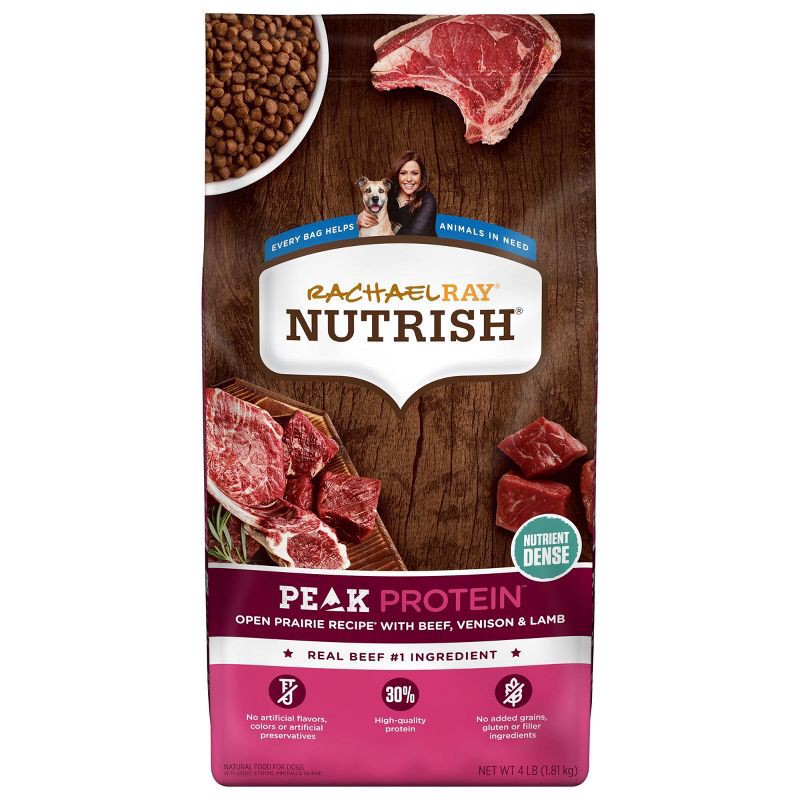 slide 1 of 5, Rachael Ray Nutrish PEAK Protein Open Prairie Recipe with Beef, Venison & Lamb Protein Dry Dog Food - 4lb, 4 lb