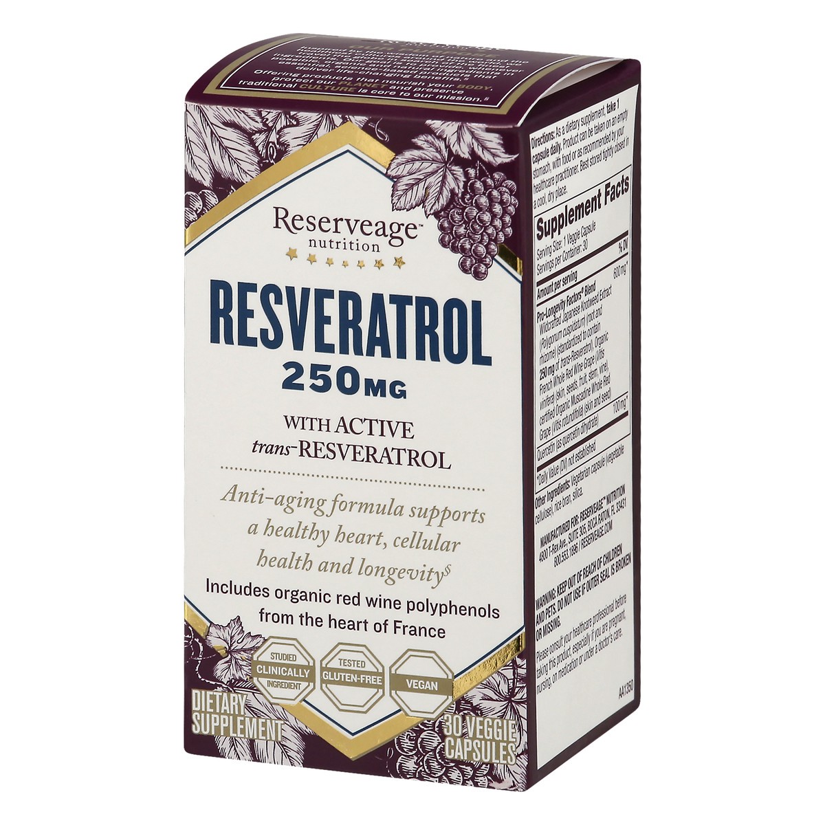 slide 7 of 9, Reserveage Resveratrol, 30 ct