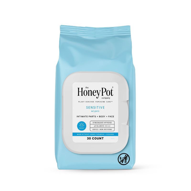 slide 1 of 5, The Honey Pot Company, Sensitive Daily Feminine Cleansing Wipes, Intimate Parts, Body or Face - 30ct, 30 ct