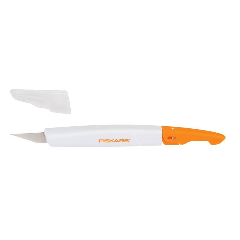 slide 2 of 7, Fiskars Easy Change Detail Knife: Titanium Hobby & Craft Cutter, Manual, White Handle, Lifetime Warranty, 1 ct