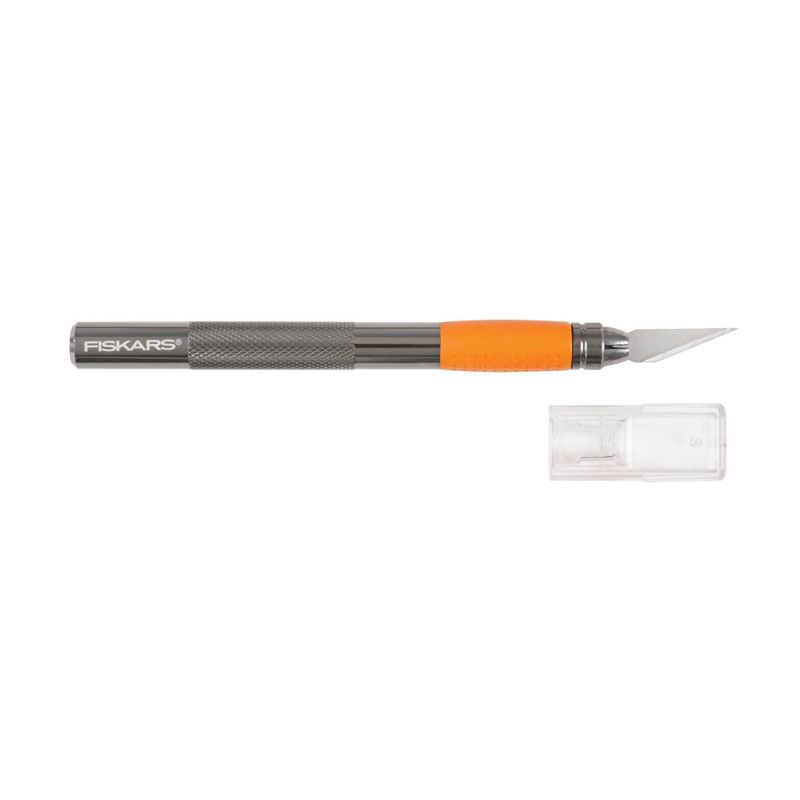 slide 2 of 6, Fiskars Softgrip Detail Knife: Silver Craft Cutter, Manual Titanium Blade, Art & Stationery Tool, 8.25" Length, 1 ct