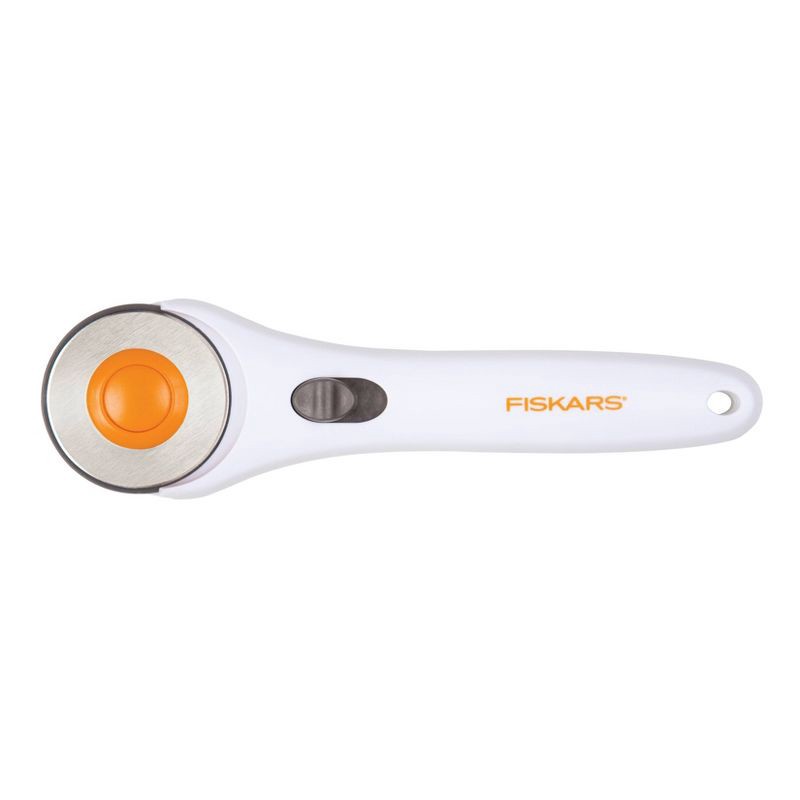 slide 2 of 4, Fiskars Classic Stick Rotary Cutter (45 mm): Titanium Craft Tool, Manual, 9" Length, 3.75" Width, White Handle, 1 ct