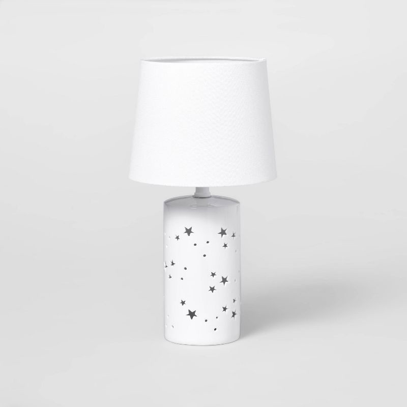 slide 2 of 5, 2-in-1 Starry Kids' Table Lamp (Includes LED Light Bulb) White - Pillowfort™: Ceramic Base, 3-Way Light, ETL Listed, 1 ct