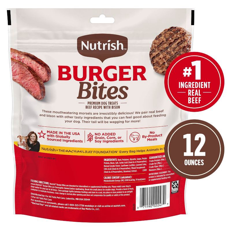 slide 2 of 12, Nutrish Burger Bites Beef Burger with Bison Recipe Chewy Dog Treats - 12oz, 12 oz