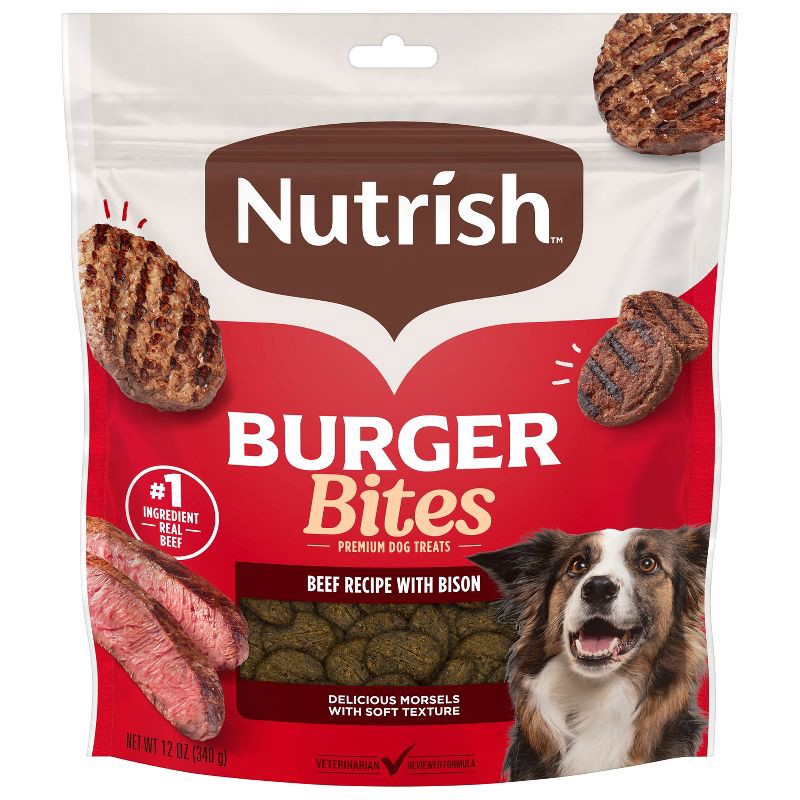slide 1 of 12, Nutrish Burger Bites Beef Burger with Bison Recipe Chewy Dog Treats - 12oz, 12 oz