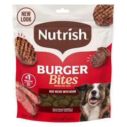 Nutrish Burger Bites Beef Burger with Bison Recipe Chewy Dog Treats - 12oz
