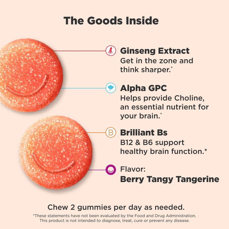 slide 3 of 12, OLLY Laser Focus Gummies - Berry Tangy Tangerine - 36ct, 36 ct