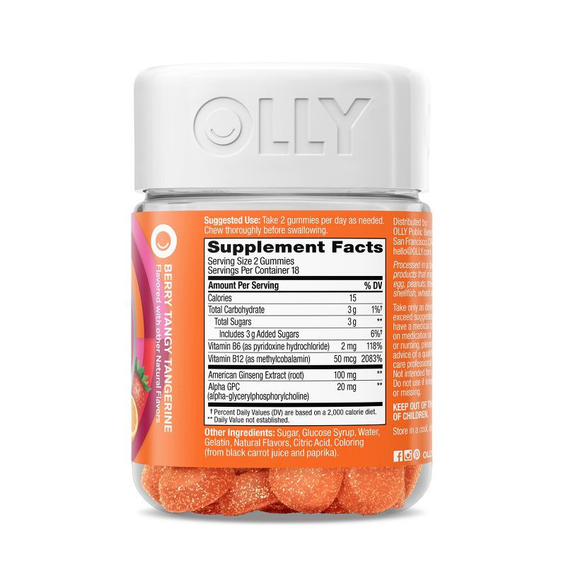 slide 6 of 12, OLLY Laser Focus Gummies - Berry Tangy Tangerine - 36ct, 36 ct