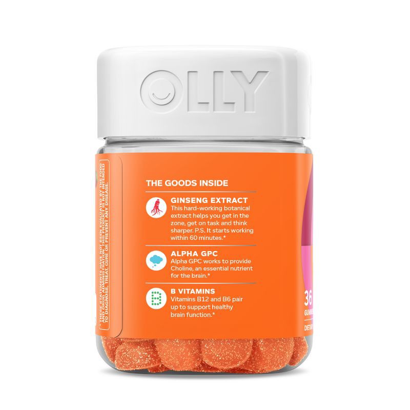 slide 6 of 8, OLLY Laser Focus Gummies - Berry Tangy Tangerine - 36ct, 36 ct