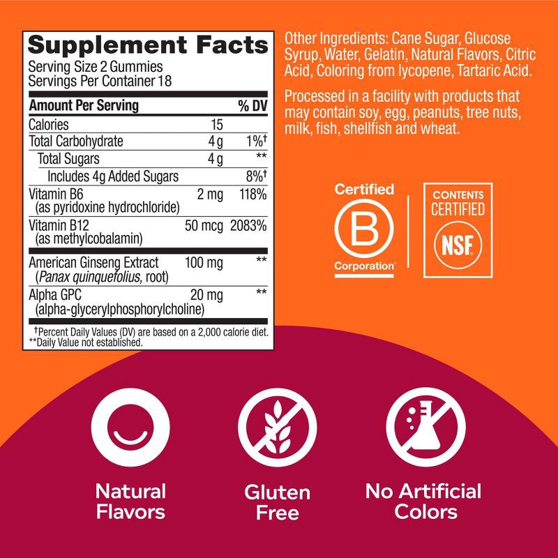 slide 8 of 8, OLLY Laser Focus Gummies - Berry Tangy Tangerine - 36ct, 36 ct