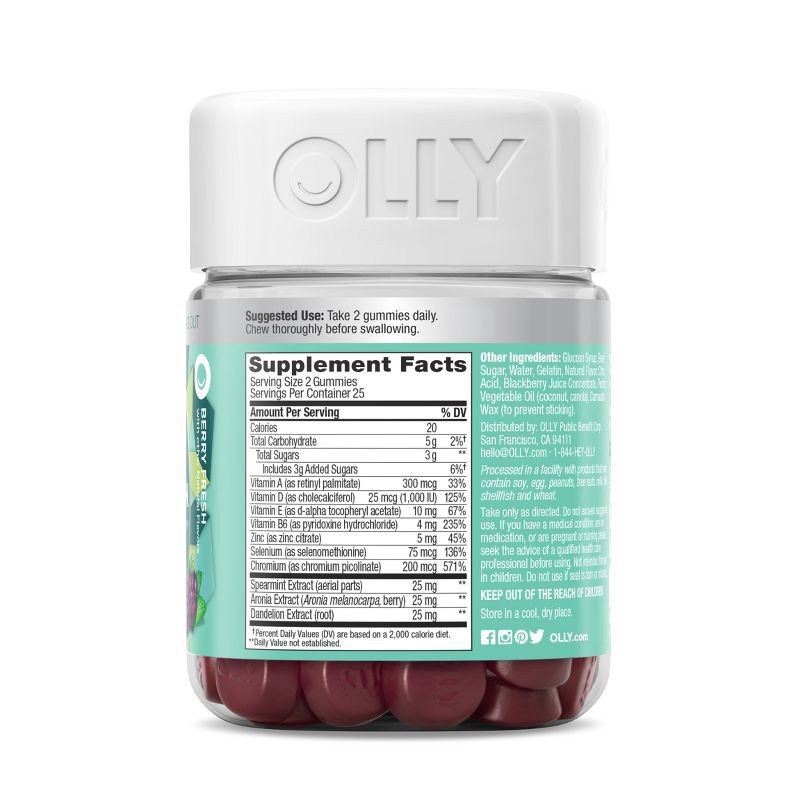 slide 5 of 8, OLLY Flawless Complexion Chewable Gummies - Berry Fresh - 50ct, 50 ct