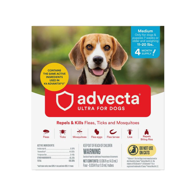 slide 1 of 9, Advecta Pet Insect Flea Drops Treatment for Dogs - M - 11 to 20lbs - 4ct, 20 lb, 4 ct