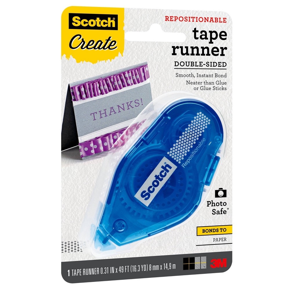 slide 4 of 4, Scotch Create Repositionable Double-Sided Photo Safe Tape Runner, 1 ct