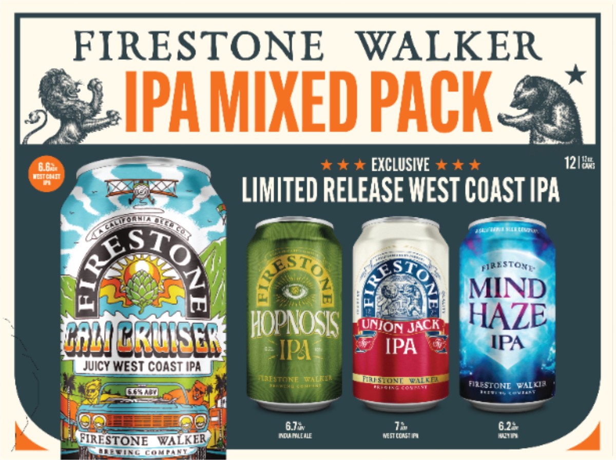 slide 3 of 3, Firestone Walker West Coast IPA Beer Mixed Pack 12 - 12 oz Cans, 12 ct; 12 fl oz