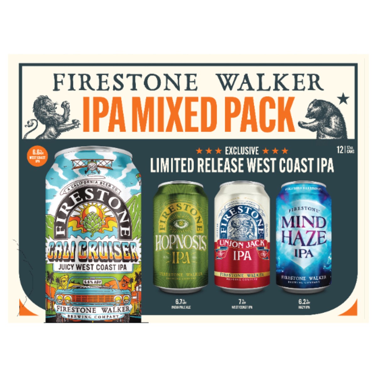 slide 1 of 3, Firestone Walker West Coast IPA Beer Mixed Pack 12 - 12 oz Cans, 12 ct; 12 fl oz