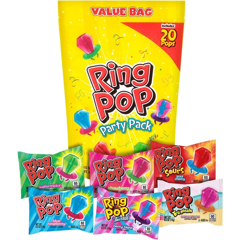 slide 2 of 9, Ring Pop Lollipops and Hard Candies Party Pack, 20 ct; 10 oz