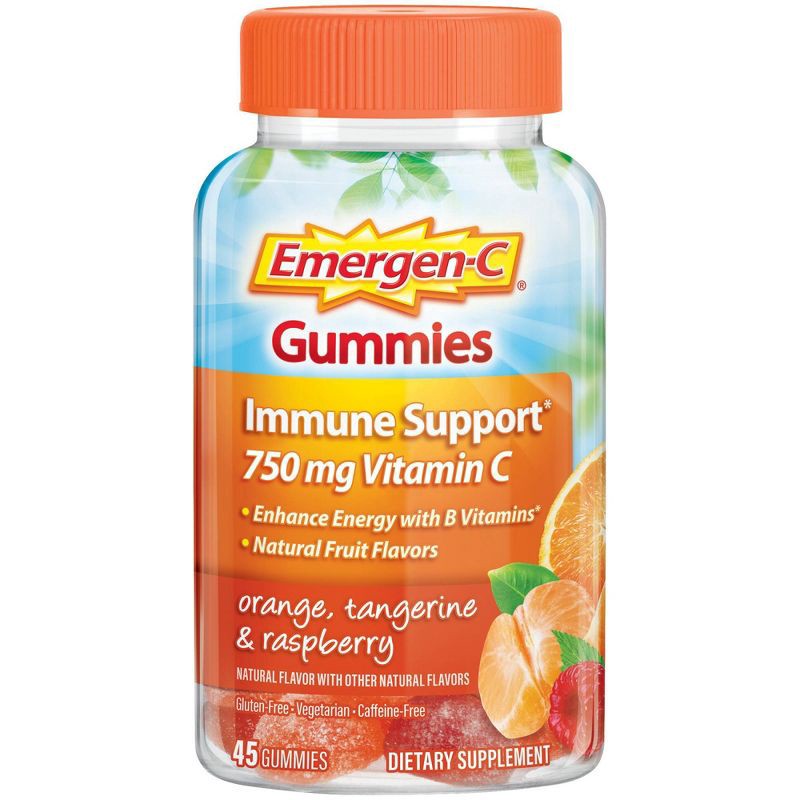 slide 3 of 9, Emergen-C Vitamin C Immune Support Gummies - Orange, Tangerine & Raspberry - 45ct, 45 ct