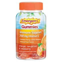 Emergen-C Vitamin C Immune Support Gummies - Orange, Tangerine & Raspberry - 45ct: Dietary Supplement, Naturally Flavored