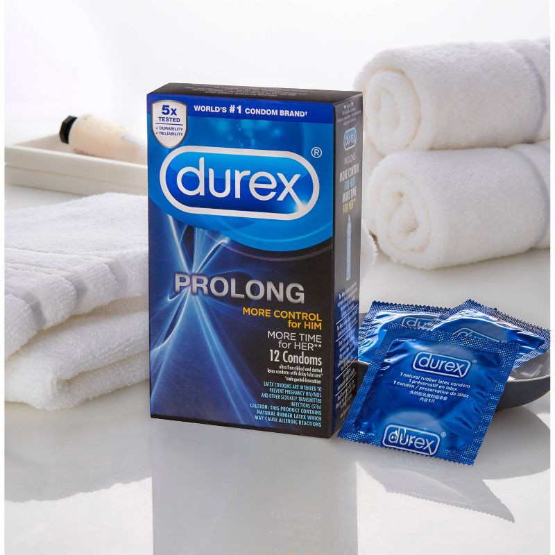 slide 7 of 14, Durex Prolong Latex Condoms - 12ct, 12 ct