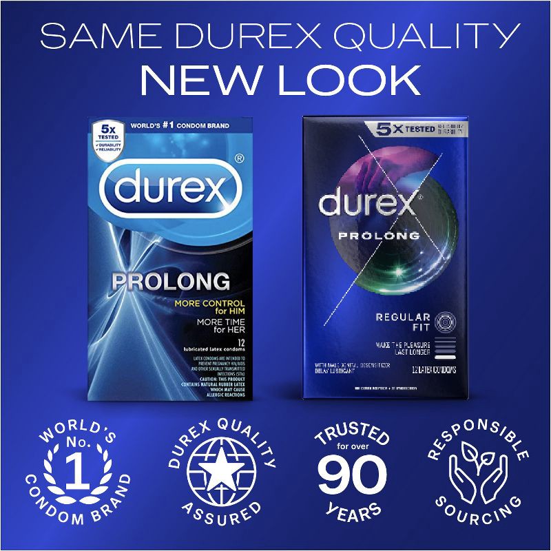 slide 9 of 14, Durex Prolong Latex Condoms - 12ct, 12 ct