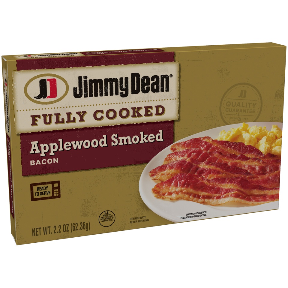 slide 4 of 7, Jimmy Dean Fully Cooked Applewood Smoked Bacon, 2.2 oz