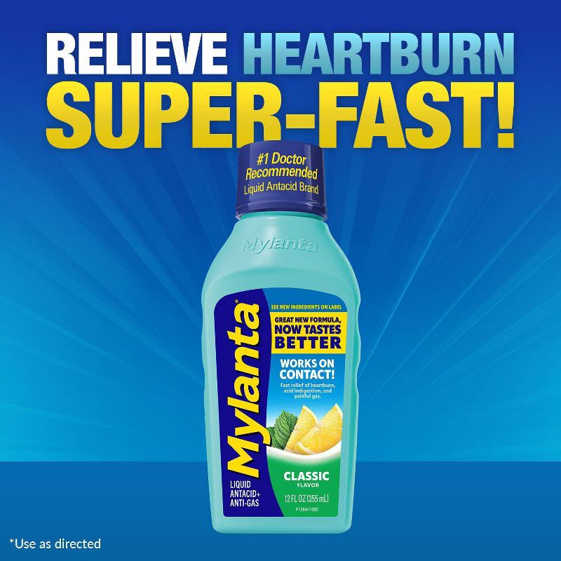 slide 9 of 10, Mylanta Heartburn and Gas Relief Liquid Antacid - Classic Flavor - 12 fl oz, 12 fl oz