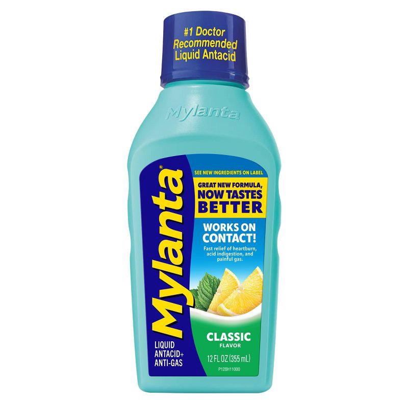 slide 1 of 10, Mylanta Heartburn and Gas Relief Liquid Antacid - Classic Flavor - 12 fl oz, 12 fl oz