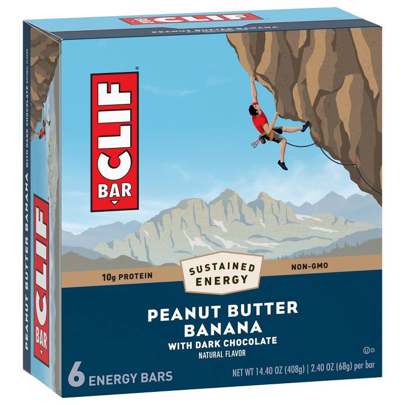 slide 4 of 6, CLIF Bar Peanut Butter Banana with Dark Chocolate Energy Bars - 14.40oz/6ct, 14.40 oz, 6 ct