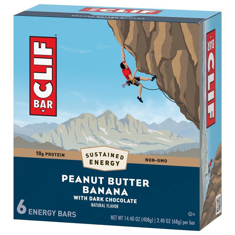 slide 5 of 6, CLIF Bar Peanut Butter Banana with Dark Chocolate Energy Bars - 14.40oz/6ct, 14.40 oz, 6 ct