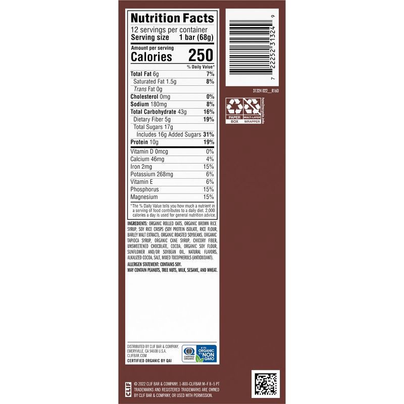 slide 2 of 7, CLIF Bar Chocolate Brownie Energy Bars - 12ct, 12 ct