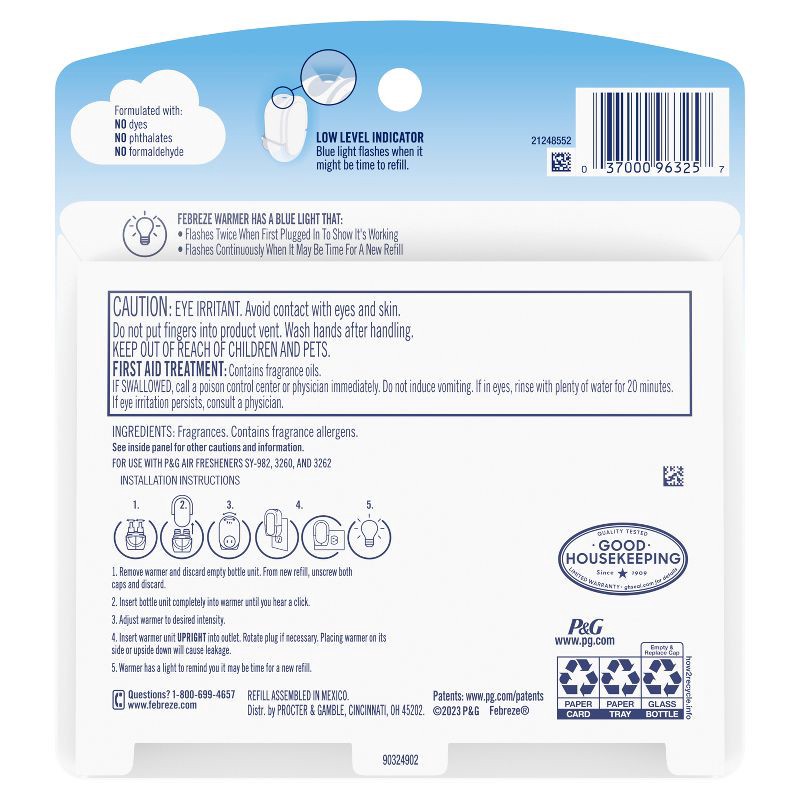 slide 13 of 13, Febreze Odor-Fighting Fade Defy Plug Air Freshener Refill - Bora Bora - 0.87 fl oz/2pk, 2 ct; 0.87 fl oz