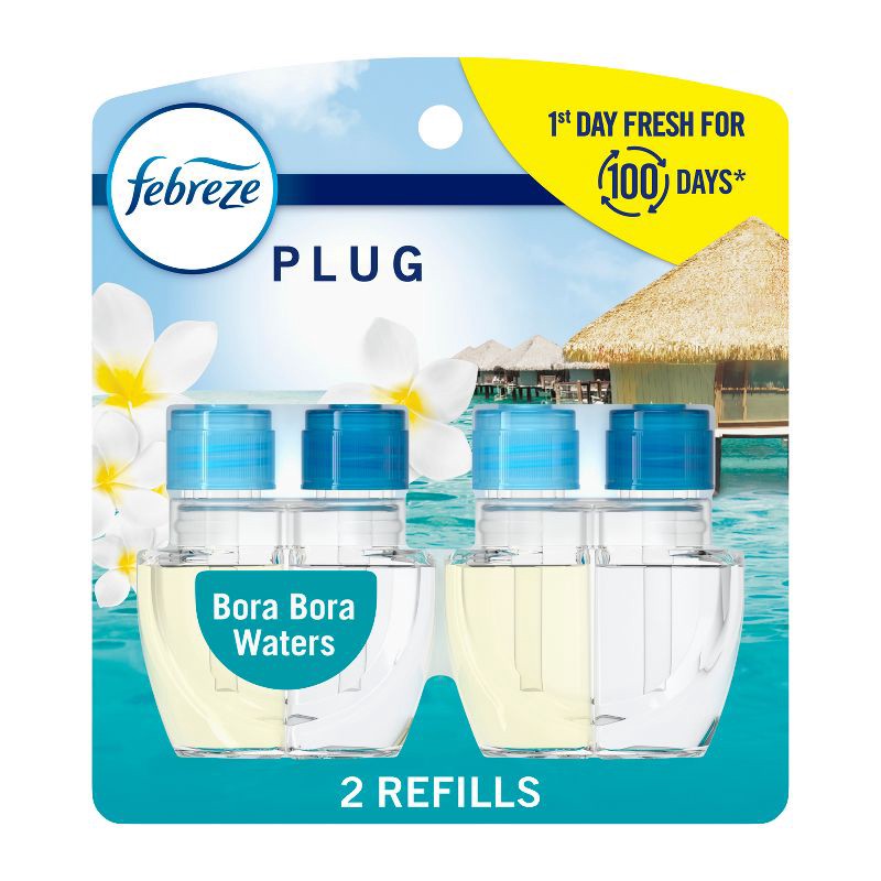 slide 1 of 13, Febreze Odor-Fighting Fade Defy Plug Air Freshener Refill - Bora Bora - 0.87 fl oz/2pk, 2 ct; 0.87 fl oz