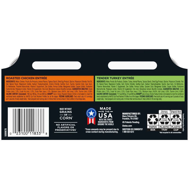 slide 2 of 11, Sheba Perfect Portions Cuts in Gravy Chicken and Turkey Flavor Variety Pack Wet Cat Food - 2.64oz/12ct, 2.64 oz, 12 ct