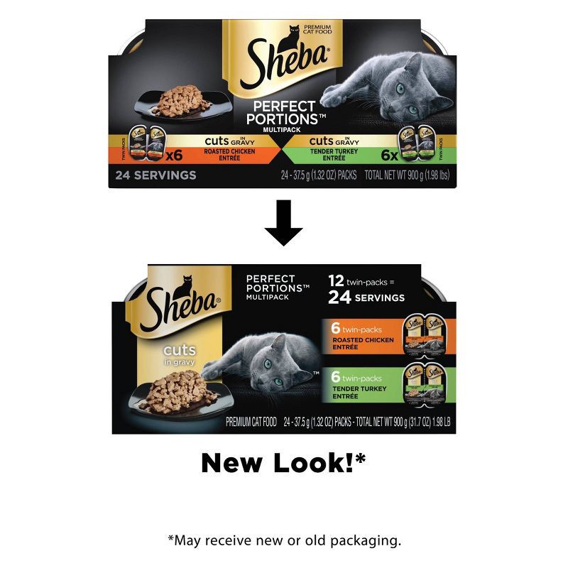 slide 6 of 9, Sheba Perfect Portions Cuts In Gravy Chicken & Turkey Premium Adult Wet Cat Food All Stages - 2.6oz/12ct Variety Pack, 2.6 oz, 12 ct