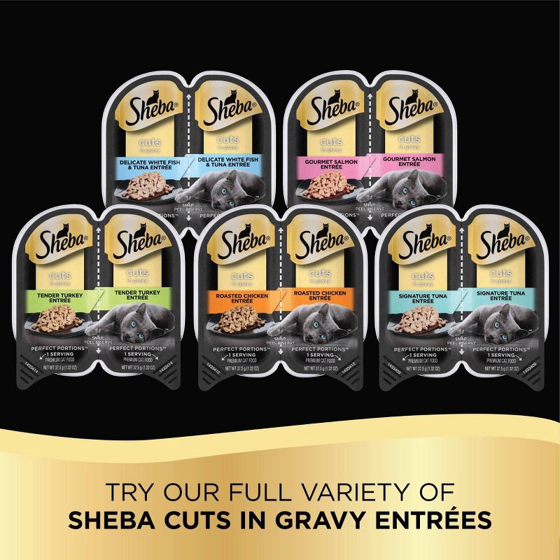slide 9 of 9, Sheba Perfect Portions Cuts In Gravy Chicken & Turkey Premium Adult Wet Cat Food All Stages - 2.6oz/12ct Variety Pack, 2.6 oz, 12 ct