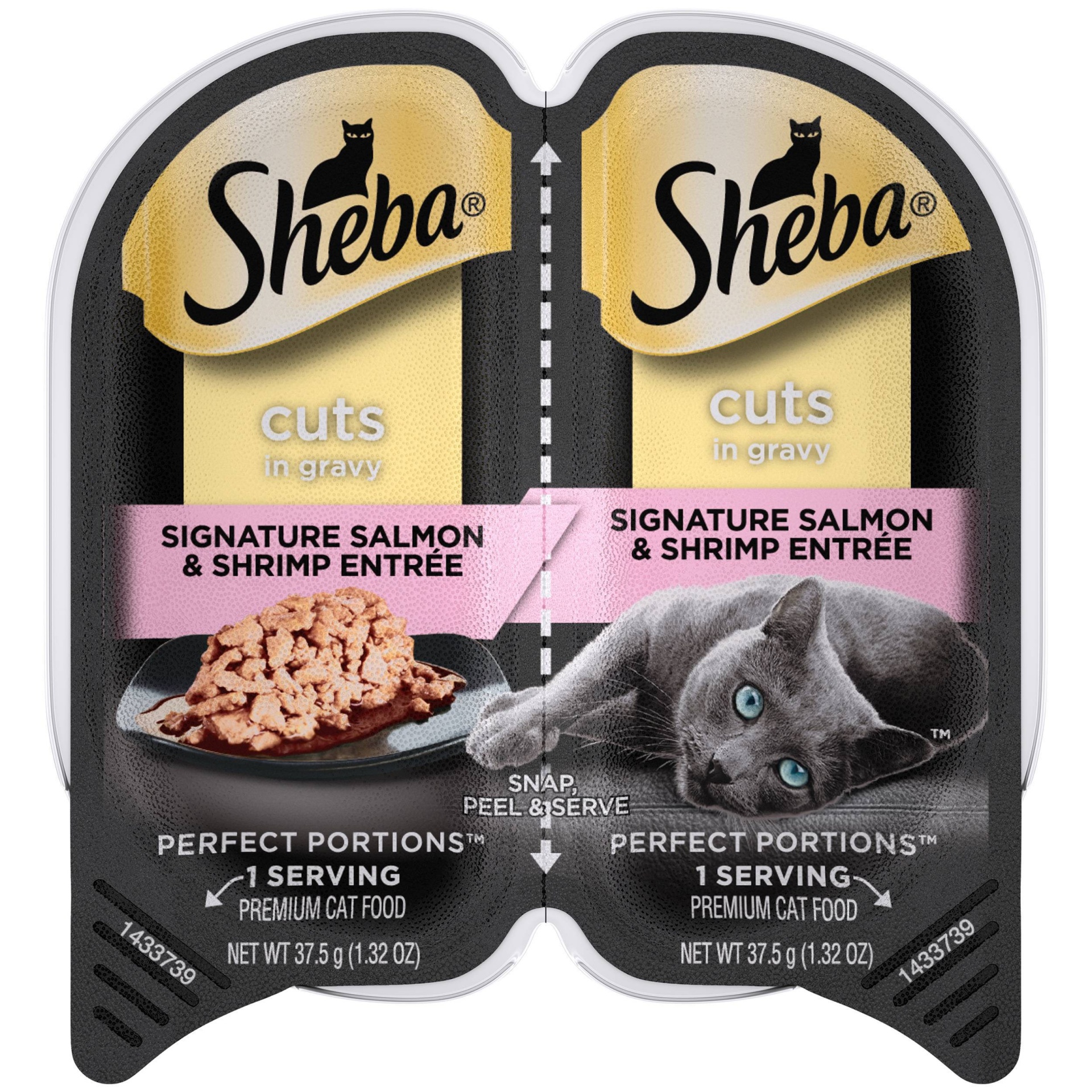 slide 1 of 5, Sheba Perfect Portions Cuts In Gravy Premium Wet Cat Food Signature Salmon & Shrimp Entrée, 2.6 oz