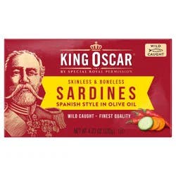 King Oscar Wild Caught Skinless & Boneless Sardines in Olive Oil, Spanish Style 4.23 oz