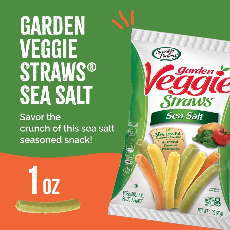 slide 2 of 7, Sensible Portions Sea Salt Garden Veggie Straws - 1oz, 1 oz
