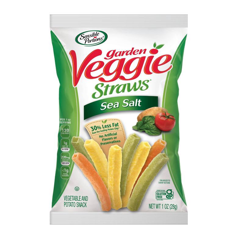 slide 1 of 7, Sensible Portions Sea Salt Garden Veggie Straws - 1oz, 1 oz