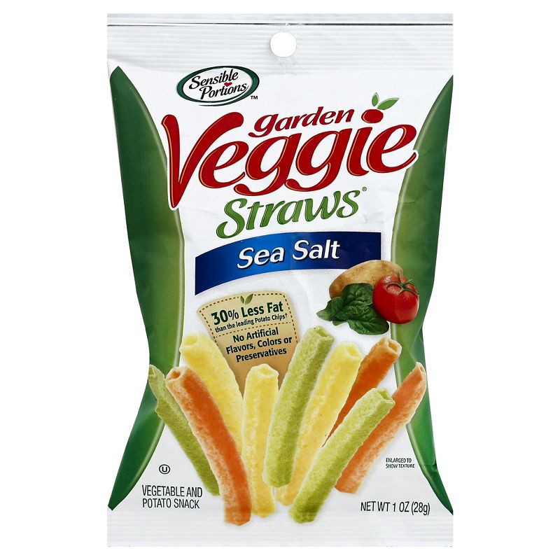 slide 1 of 7, Sensible Portions Sea Salt Garden Veggie Straws - 1oz, 1 oz