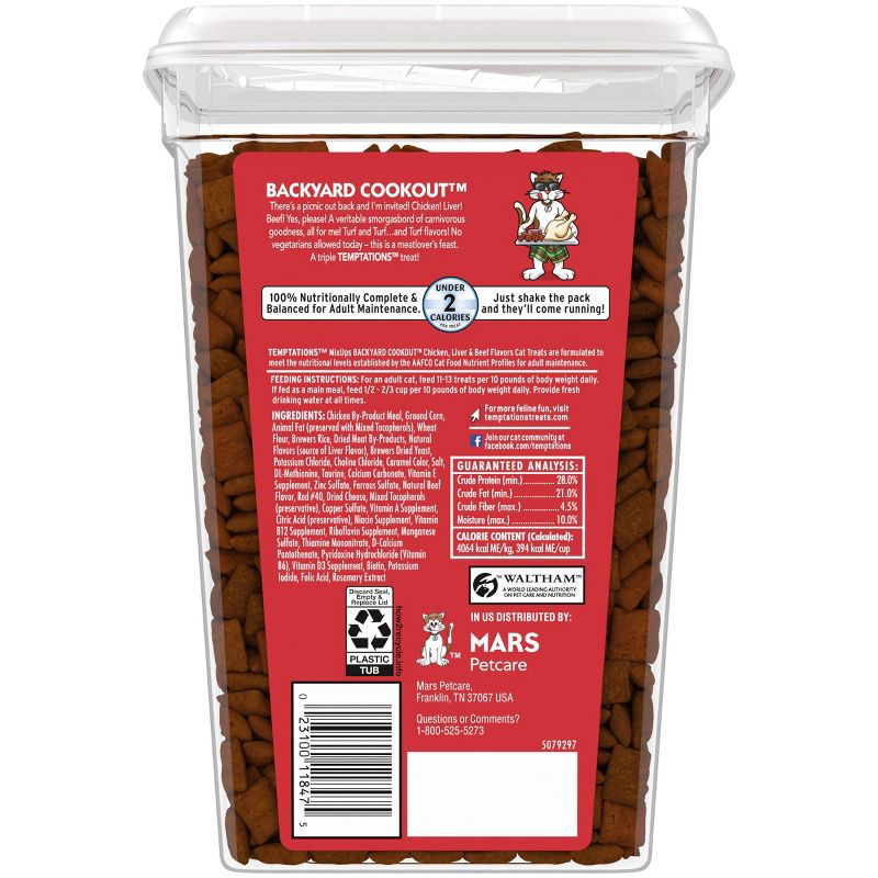 slide 2 of 12, Temptations MixUps Backyard Cookout Crunchy with Liver, Chicken and Beef Flavor Cat Treats - 30oz, 30 oz