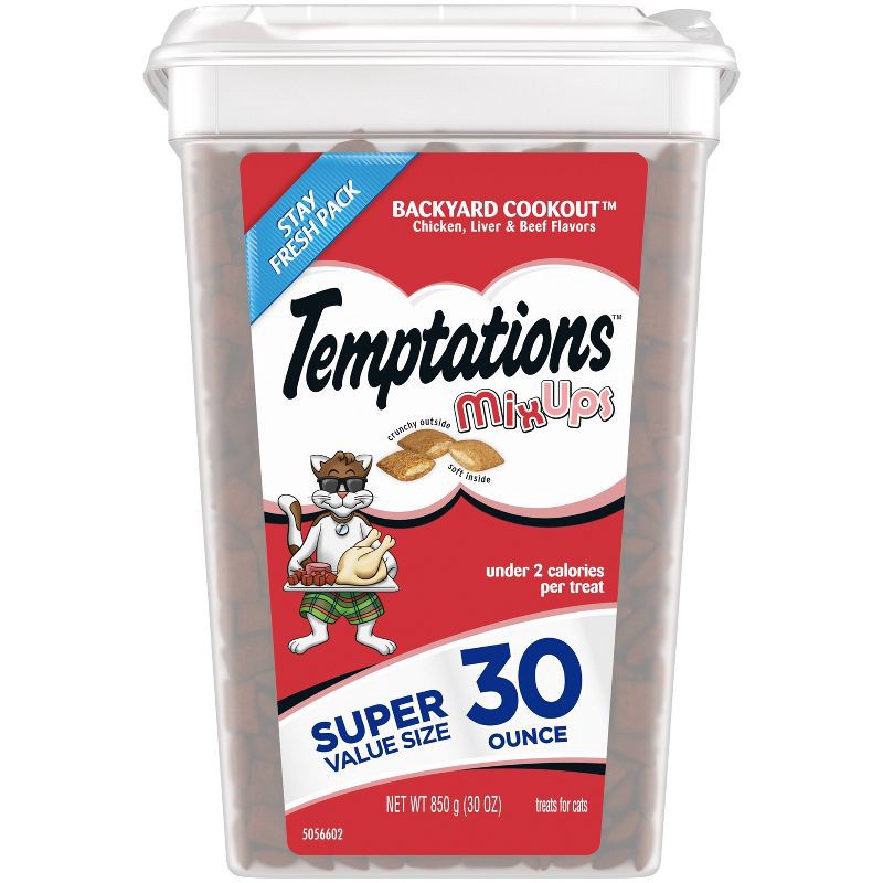 slide 1 of 12, Temptations MixUps Backyard Cookout Crunchy with Liver, Chicken and Beef Flavor Cat Treats - 30oz, 30 oz