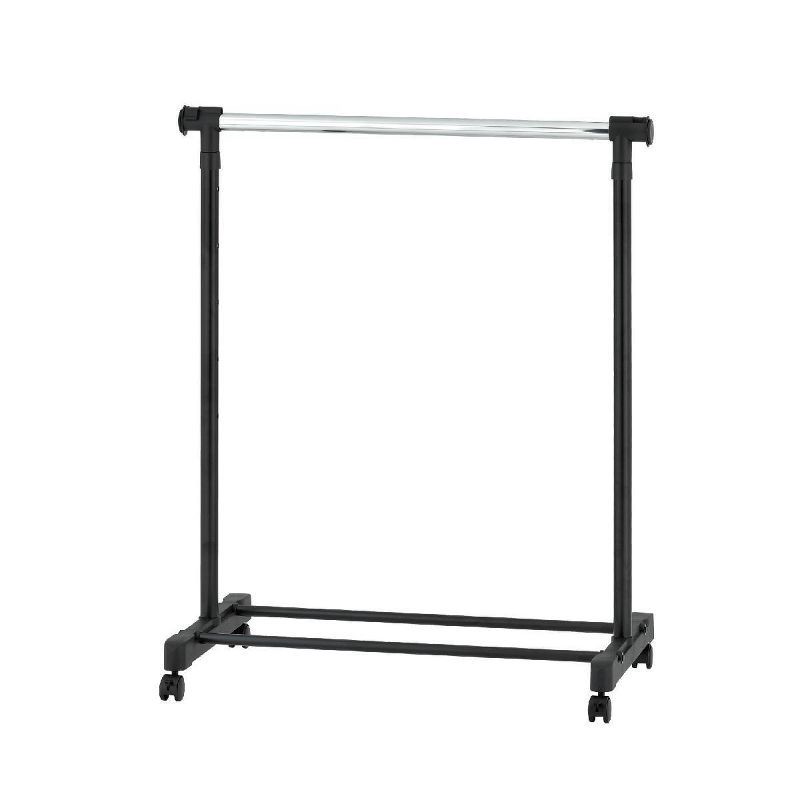 slide 3 of 4, Adjustable Single Rod Garment Rack Black - Room Essentials™: Steel Frame, Fixed Hanging, 22lb Capacity, 64" Height, 22 lb