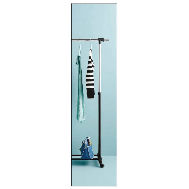 slide 4 of 4, Adjustable Single Rod Garment Rack Black - Room Essentials™: Steel Frame, Fixed Hanging, 22lb Capacity, 64" Height, 22 lb