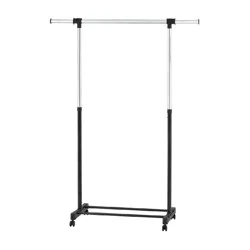 Adjustable Single Rod Garment Rack Black - Room Essentials™: Steel Frame, Fixed Hanging, 22lb Capacity, 64" Height