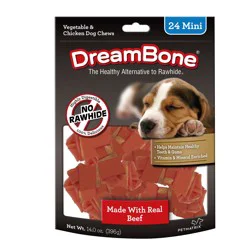 DreamBone Rawhide Free Mini Bones Made with Real Beef Vegetable and Chicken Dog Treats