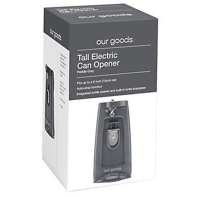 slide 1 of 1, our goods Tall Electric Can Opener - Pebble Gray, 1 ct