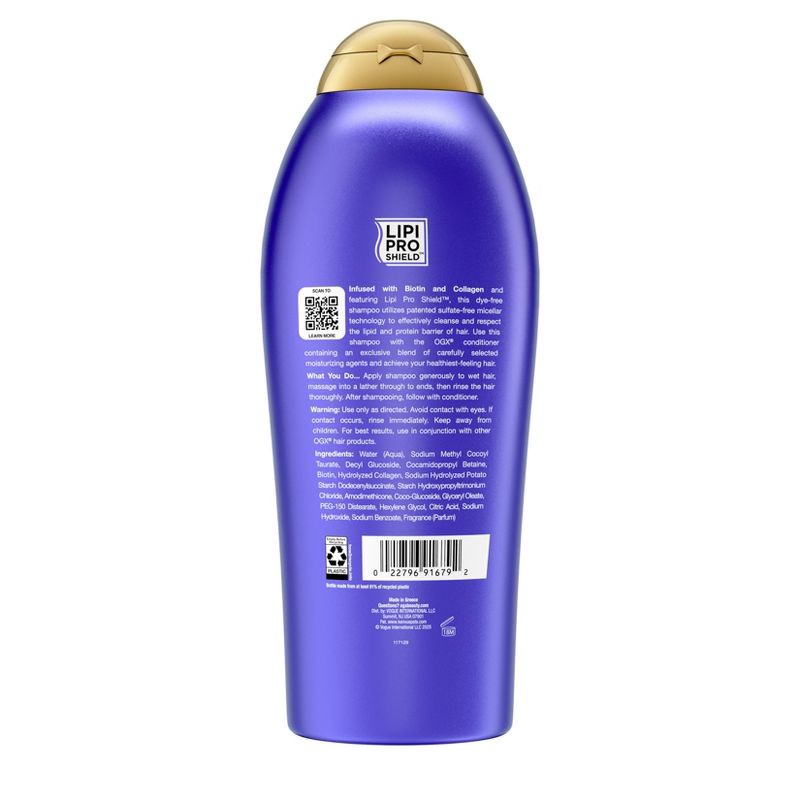 slide 2 of 10, OGX Thick & Full Biotin & Collagen Salon Size Volumizing Shampoo for Thin Hair - 25.4 fl oz, 25.4 fl oz