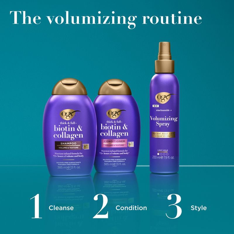 slide 6 of 10, OGX Thick & Full Biotin & Collagen Salon Size Volumizing Shampoo for Thin Hair - 25.4 fl oz, 25.4 fl oz