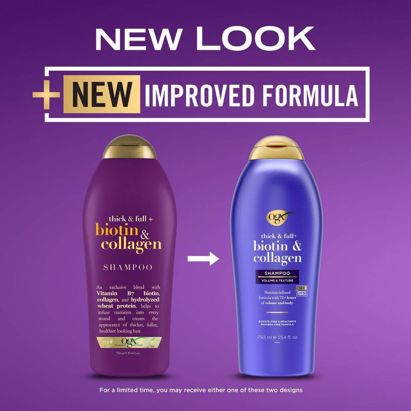 slide 10 of 10, OGX Thick & Full Biotin & Collagen Salon Size Volumizing Shampoo for Thin Hair - 25.4 fl oz, 25.4 fl oz